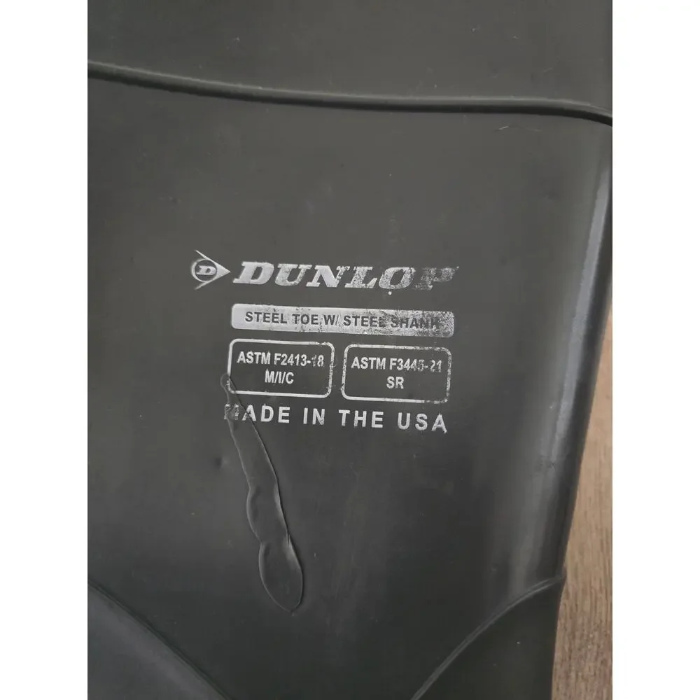 Dunlop Steel Toe PVC Work Boots Black Orange Made in USA Men's 12